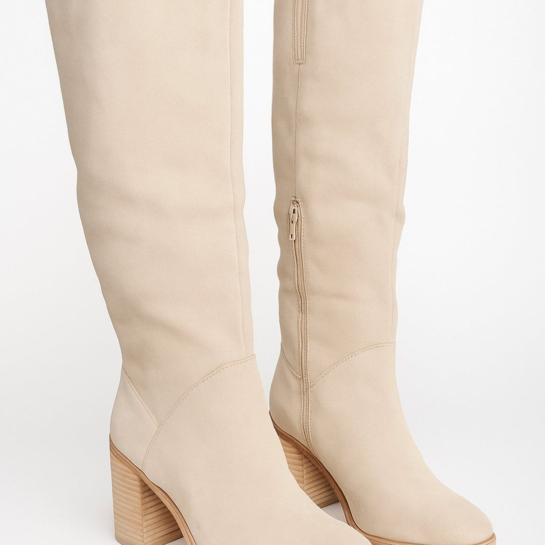 Suede-Look Block Heel Knee-High Boots for Women