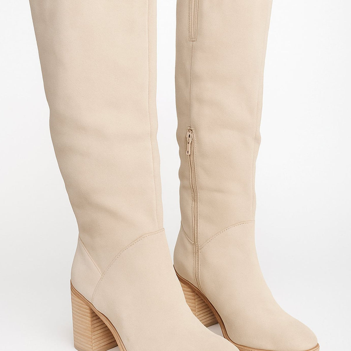 Suede-Look Block Heel Knee-High Boots for Women