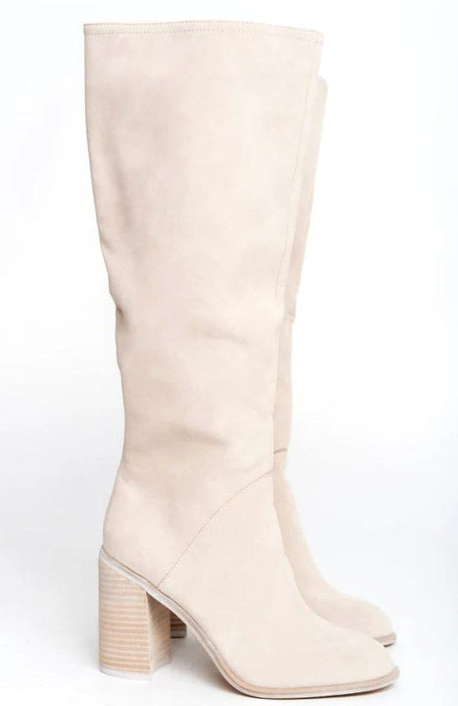 Suede-Look Block Heel Knee-High Boots for Women - View 3
