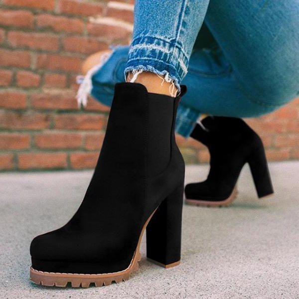 Suede Platform Ankle Boots with Block Heel for Women - View 4