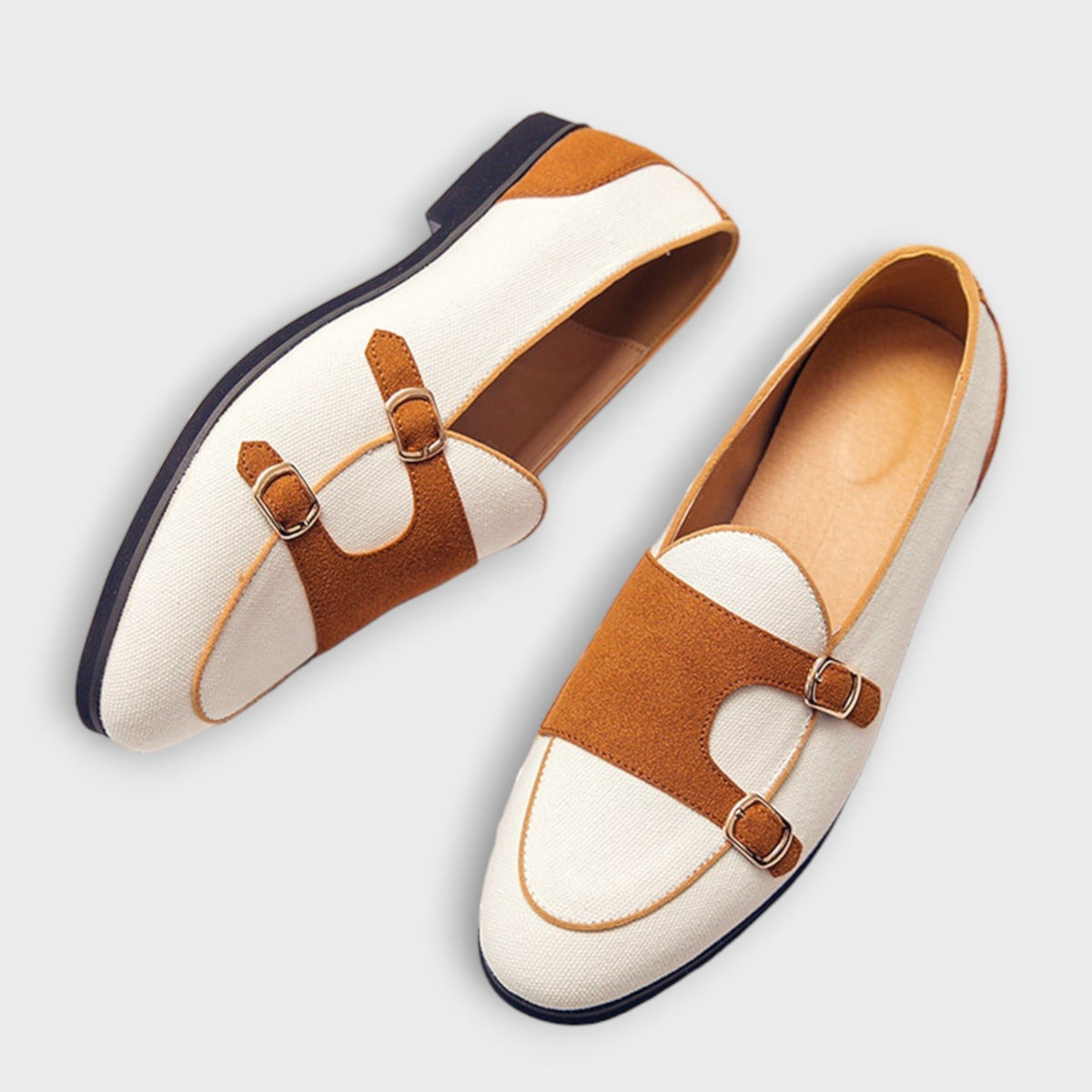 Suede T-Strap Loafers for Women - White