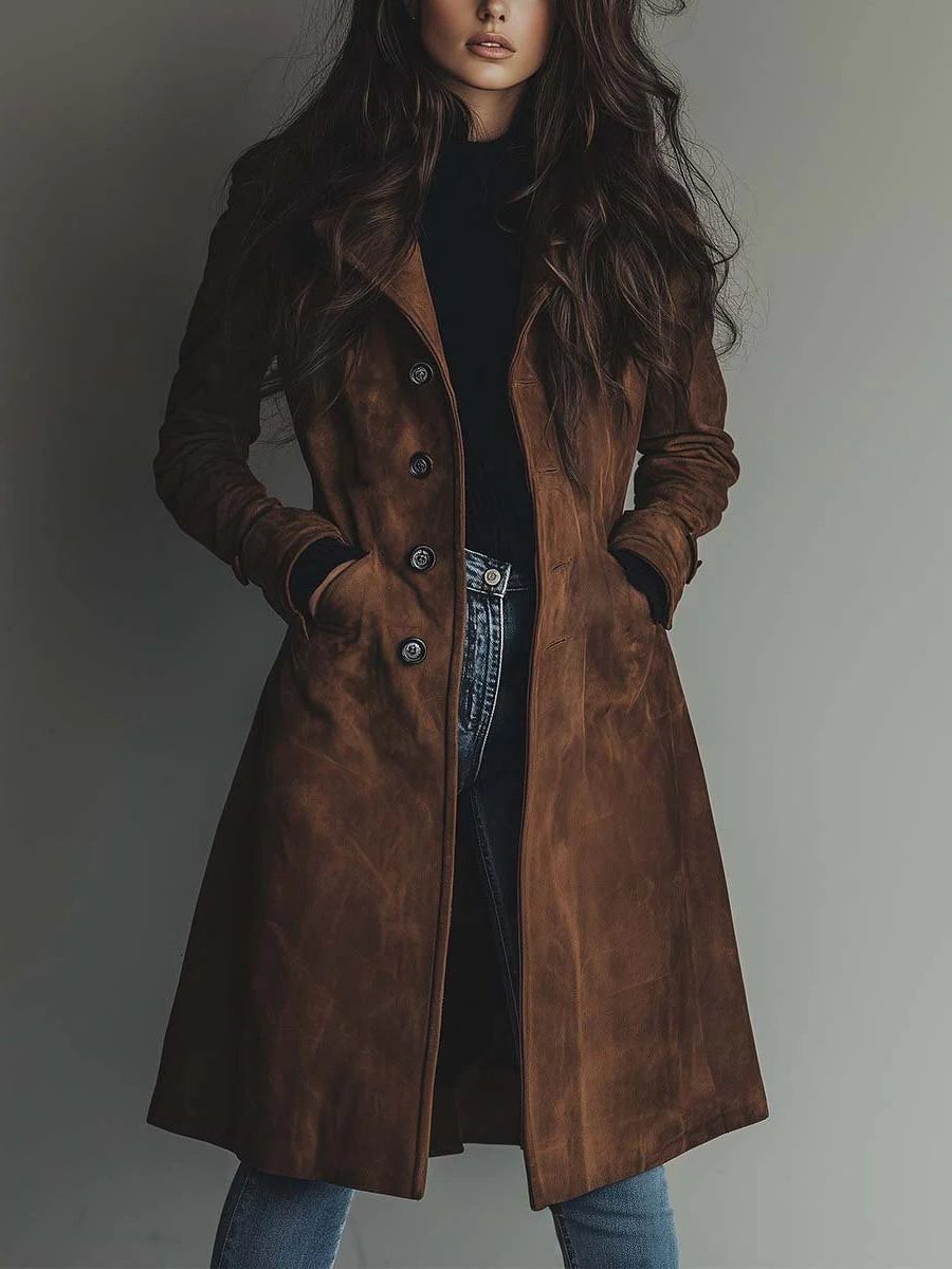 Suede Trench Coat for Women