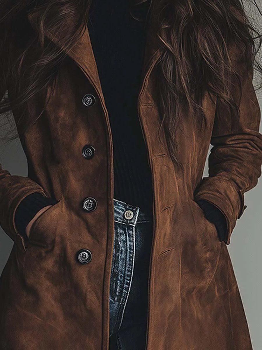 Suede Trench Coat for Women - View 3