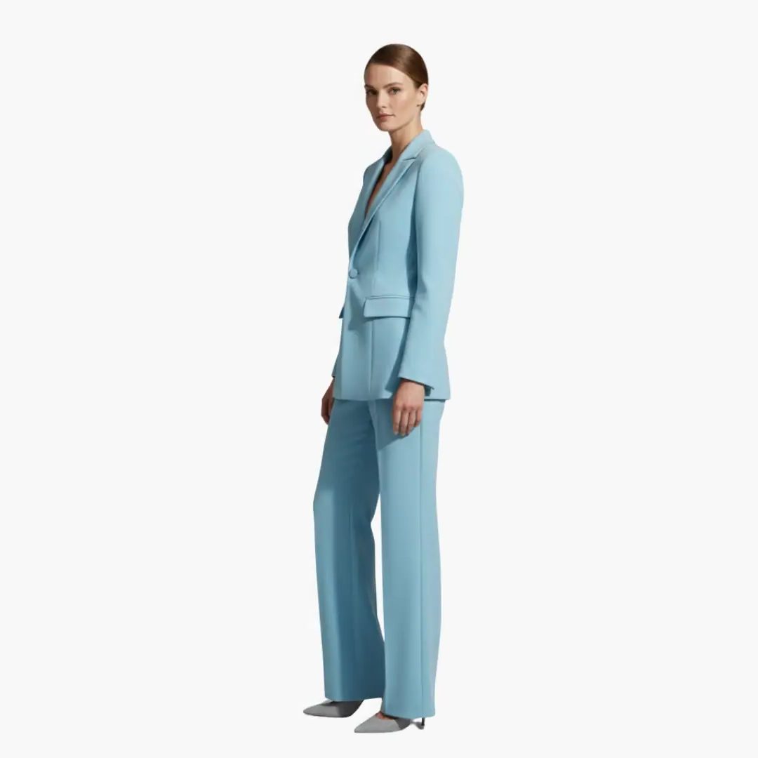 Tailored Blazer Wide Leg Pants Suit Set for Women - View 3