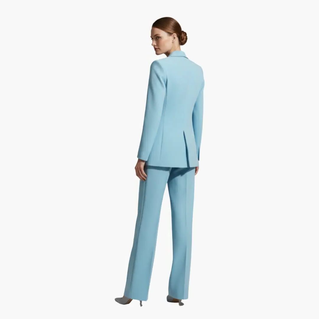 Tailored Blazer Wide Leg Pants Suit Set for Women - View 4