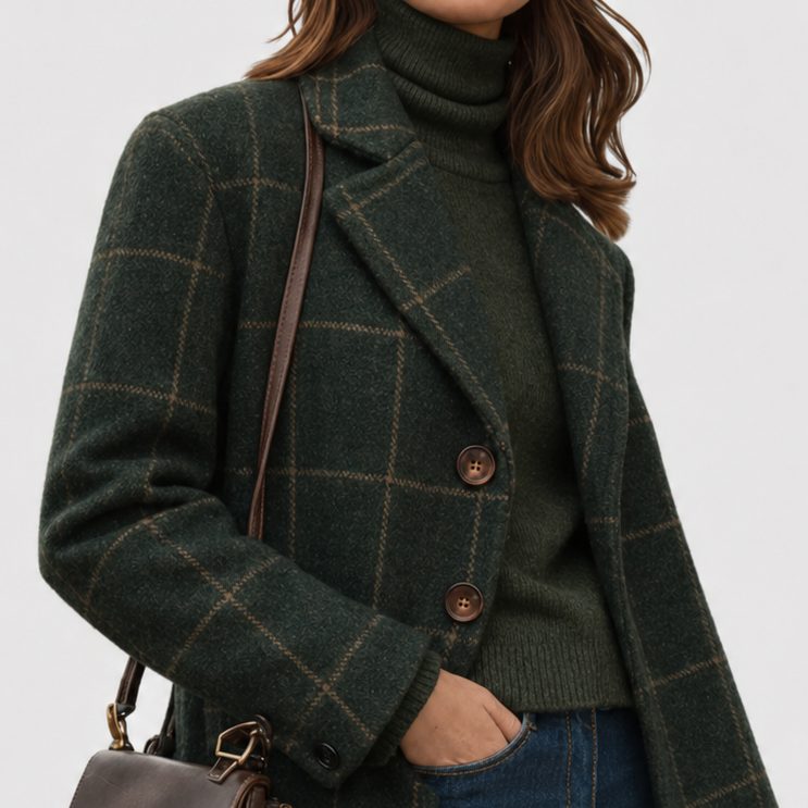Tailored Wool Blend Long Overcoat for Women - View 2