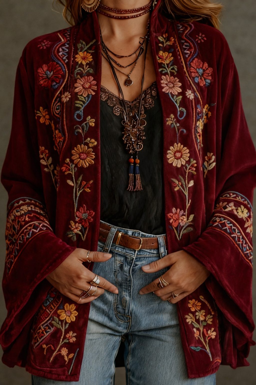 Tapestry Patterned Open Cardigan for Women - View 10