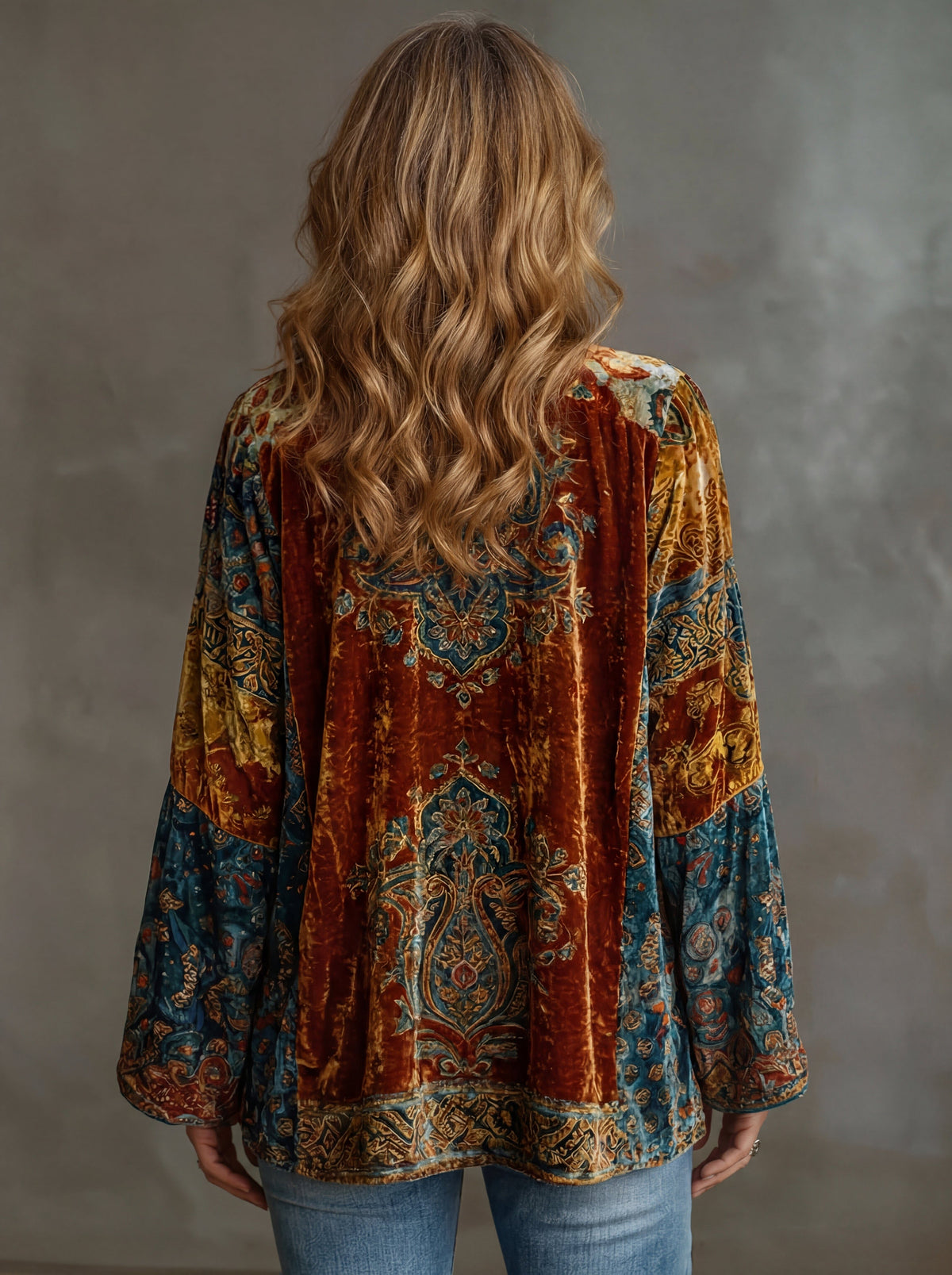 Tapestry Patterned Open Cardigan for Women - View 3