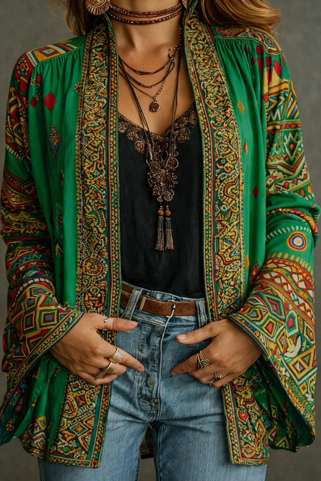 Tapestry Patterned Open Cardigan for Women - View 9