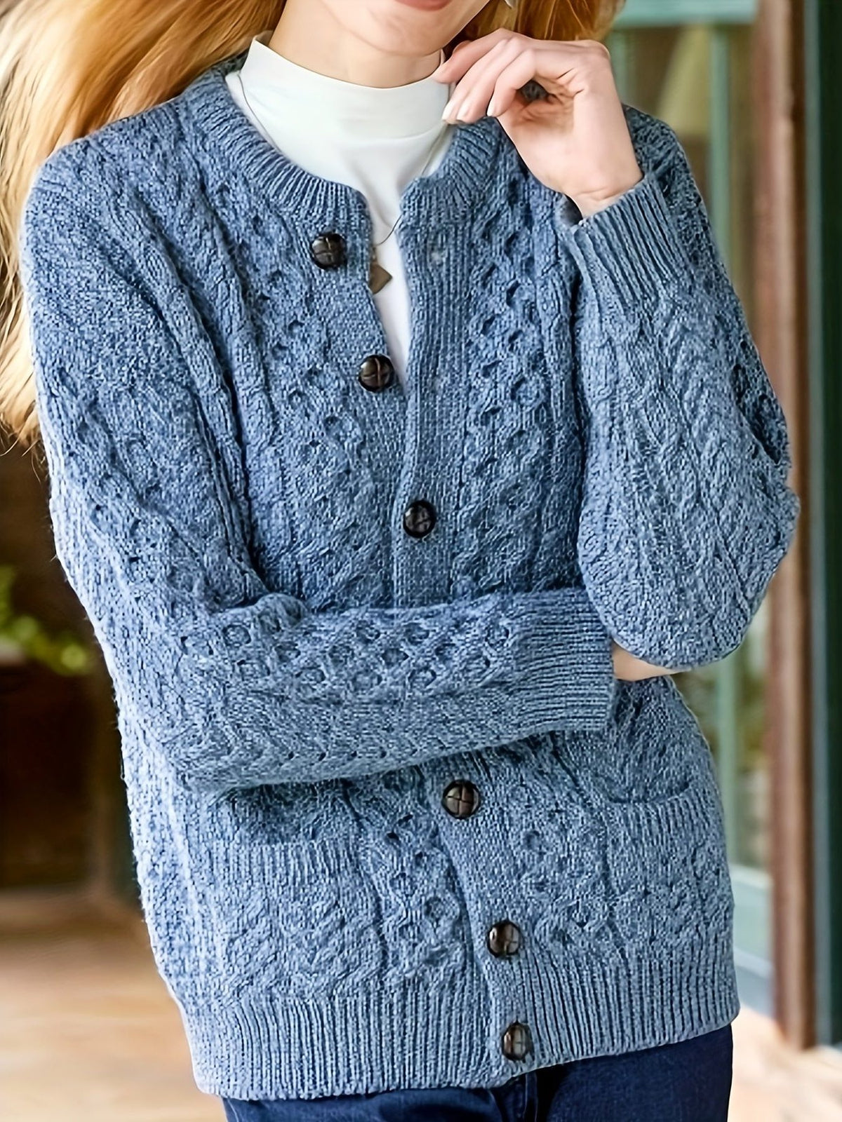 Textured Button-Front Cardigan for Women - View 4