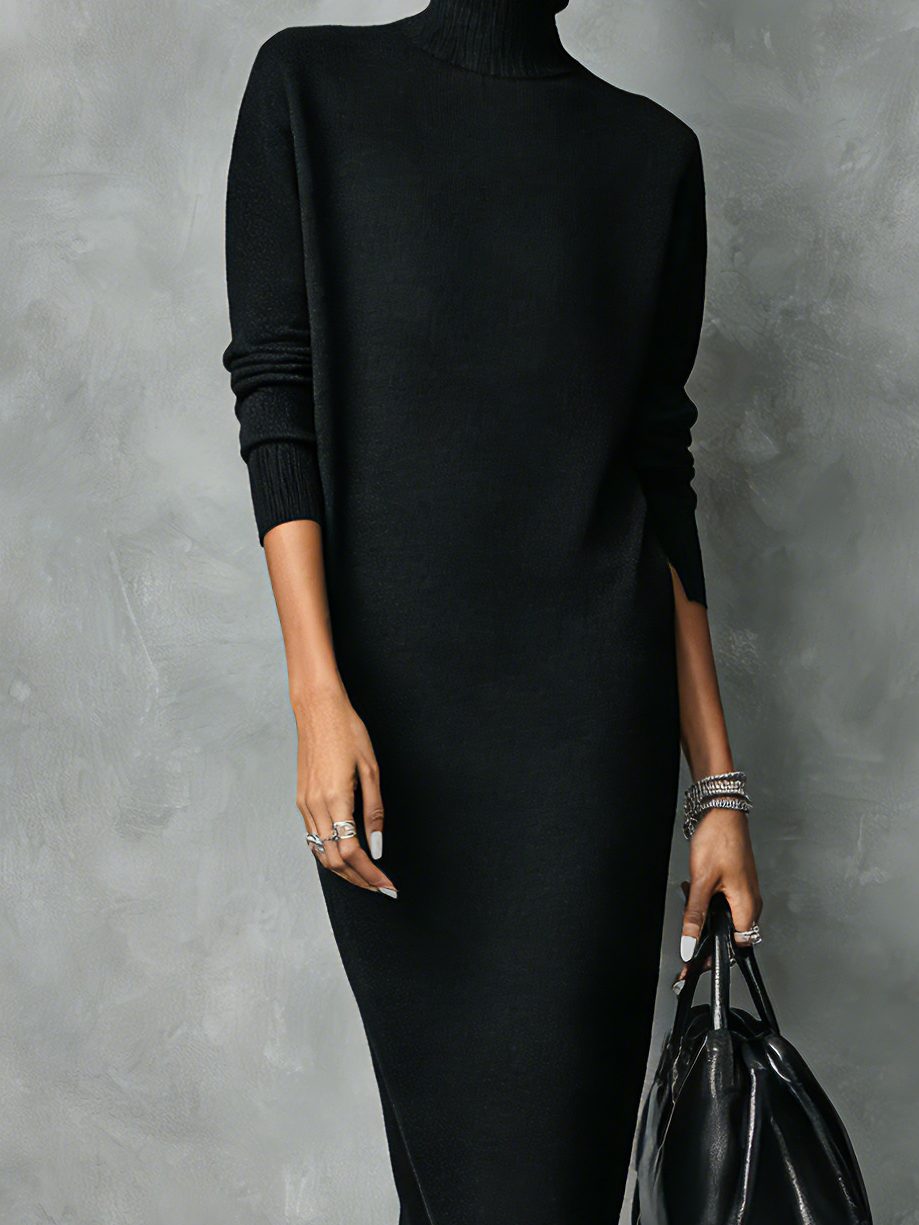Turtleneck Sweater Midi Dress for Women - View 7
