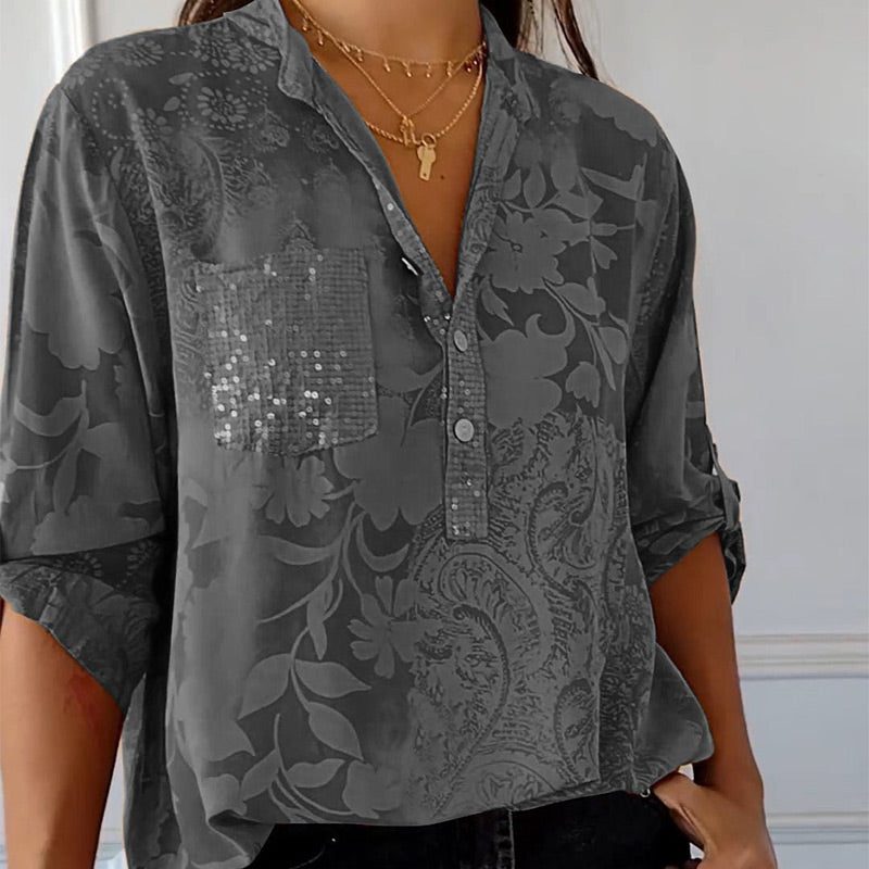 V-Neck Button-Down Blouse for Women