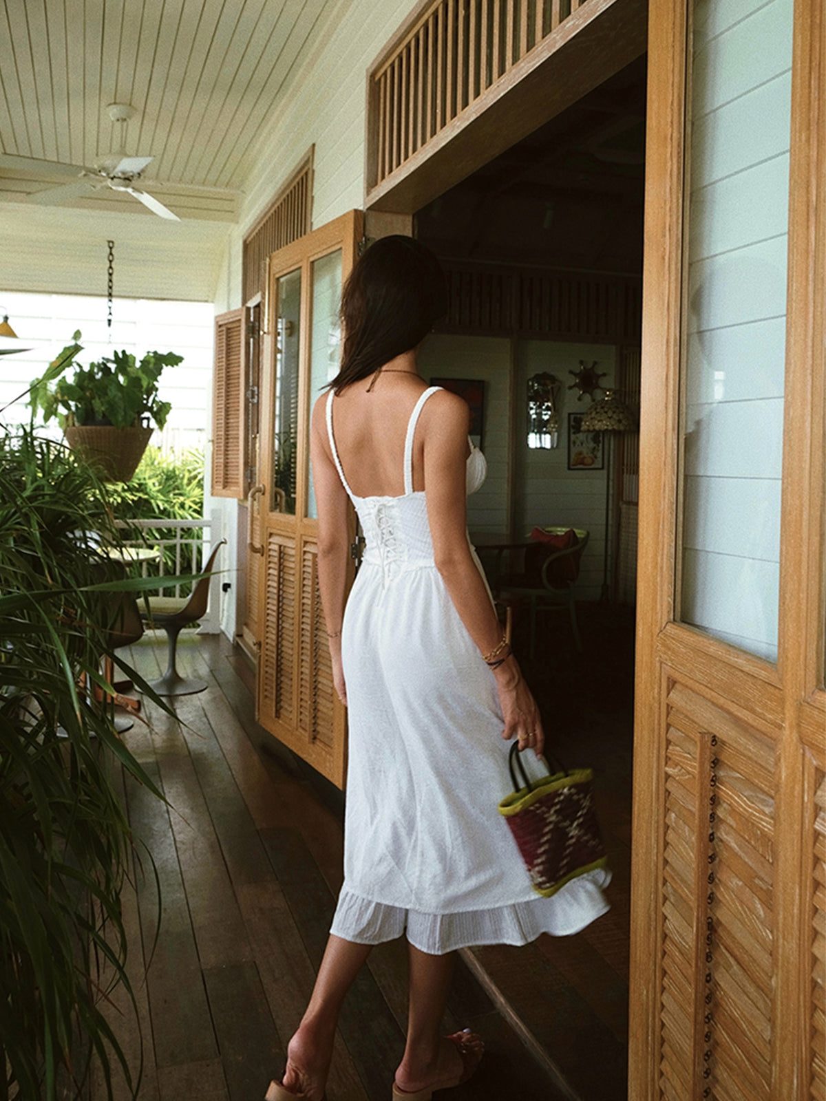 Sleeveless Button-Front Ruffle Hem Midi Dress for Women - View 3