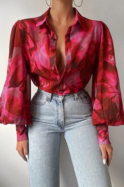 Tie-Front Floral Blouse for Women