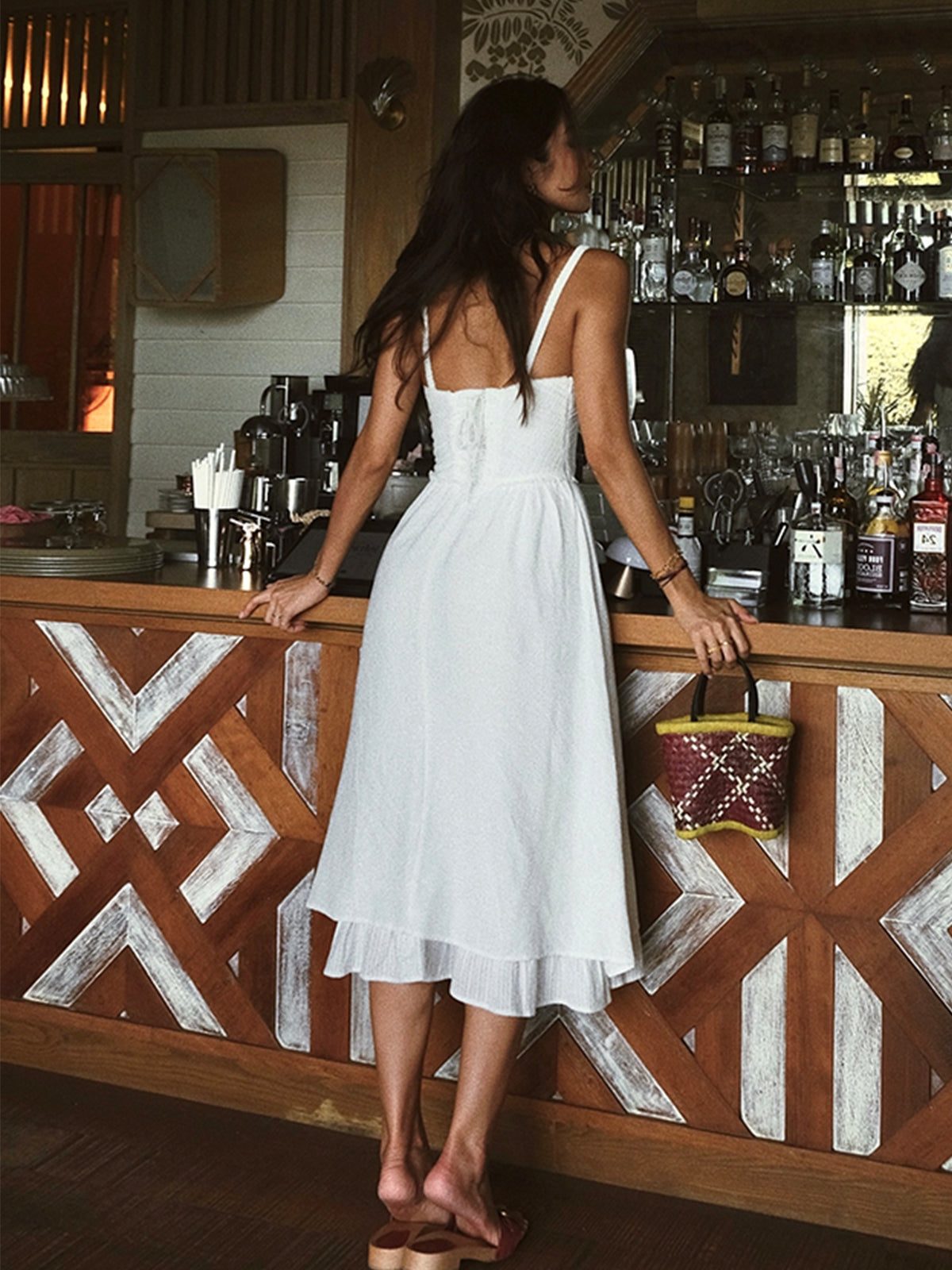 Sleeveless Button-Front Ruffle Hem Midi Dress for Women - View 4
