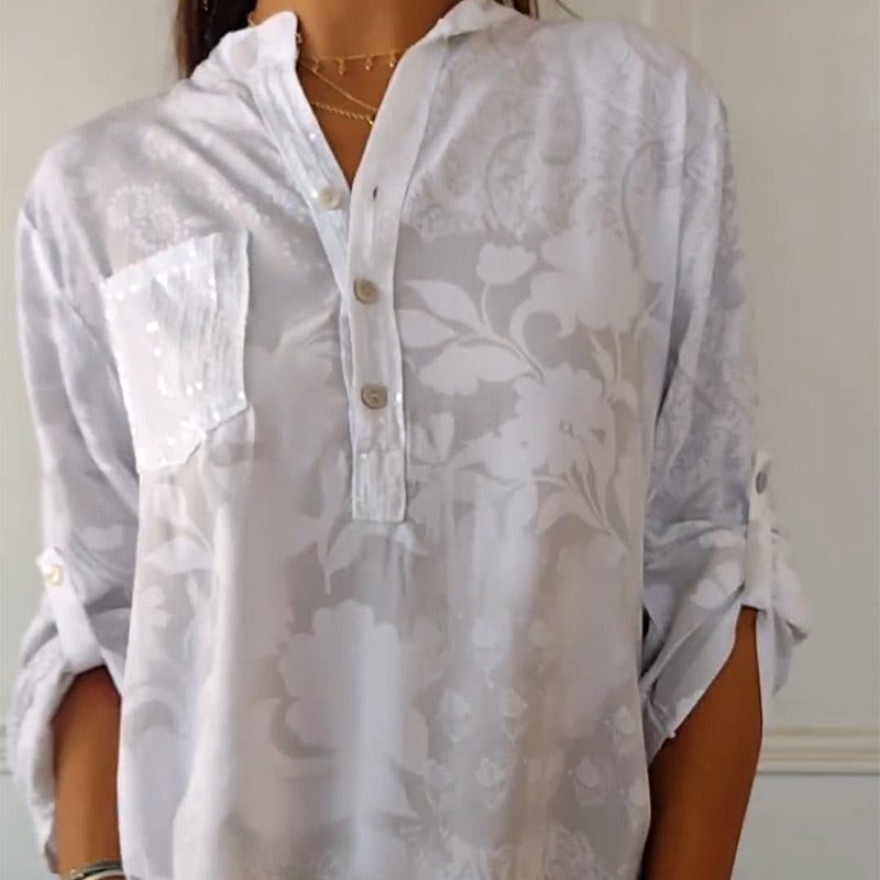 V-Neck Button-Down Blouse for Women