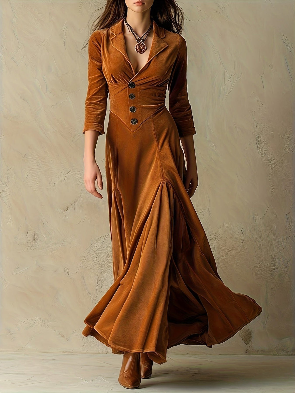 V-Neck Button-Front Shirt Dress for Women - Uk 8 (s)