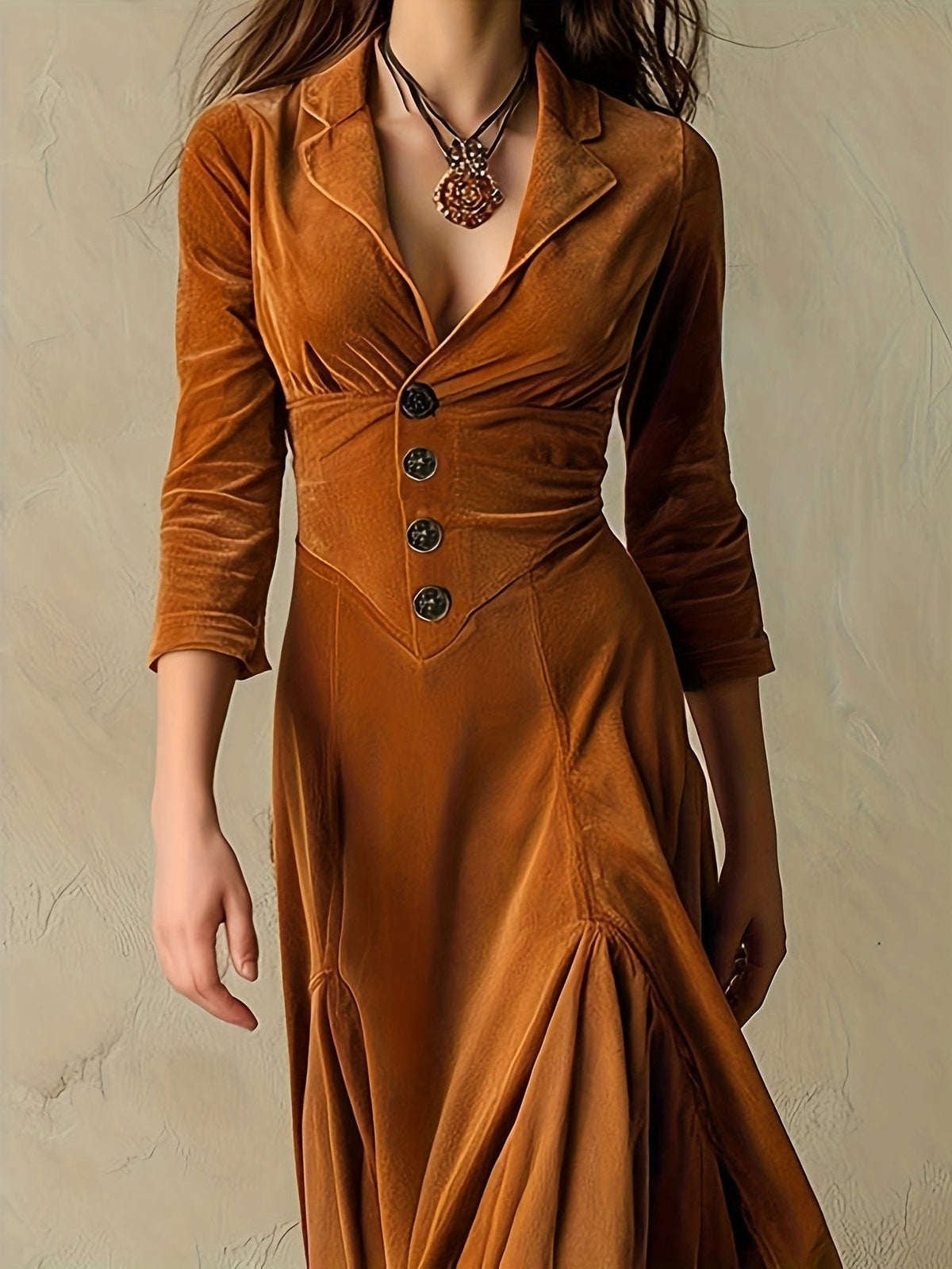 V-Neck Button-Front Shirt Dress for Women