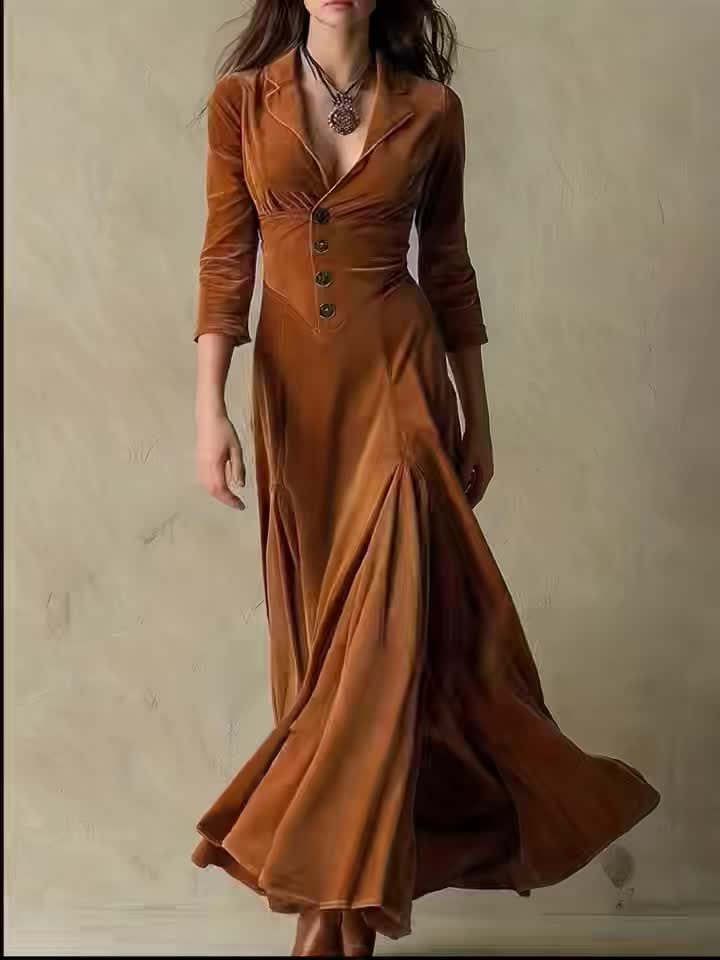 V-Neck Button-Front Shirt Dress for Women - View 6