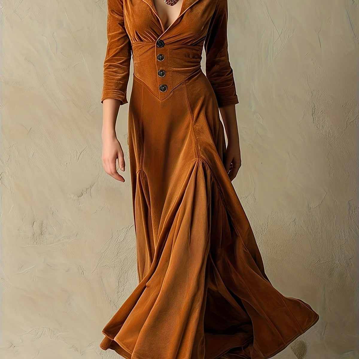 V-Neck Button-Front Shirt Dress for Women - View 7