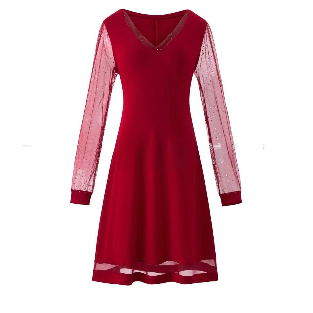 V-Neck Long Sleeve Lace Dress for Women - View 5