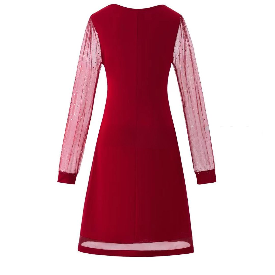 V-Neck Long Sleeve Lace Dress for Women - View 6