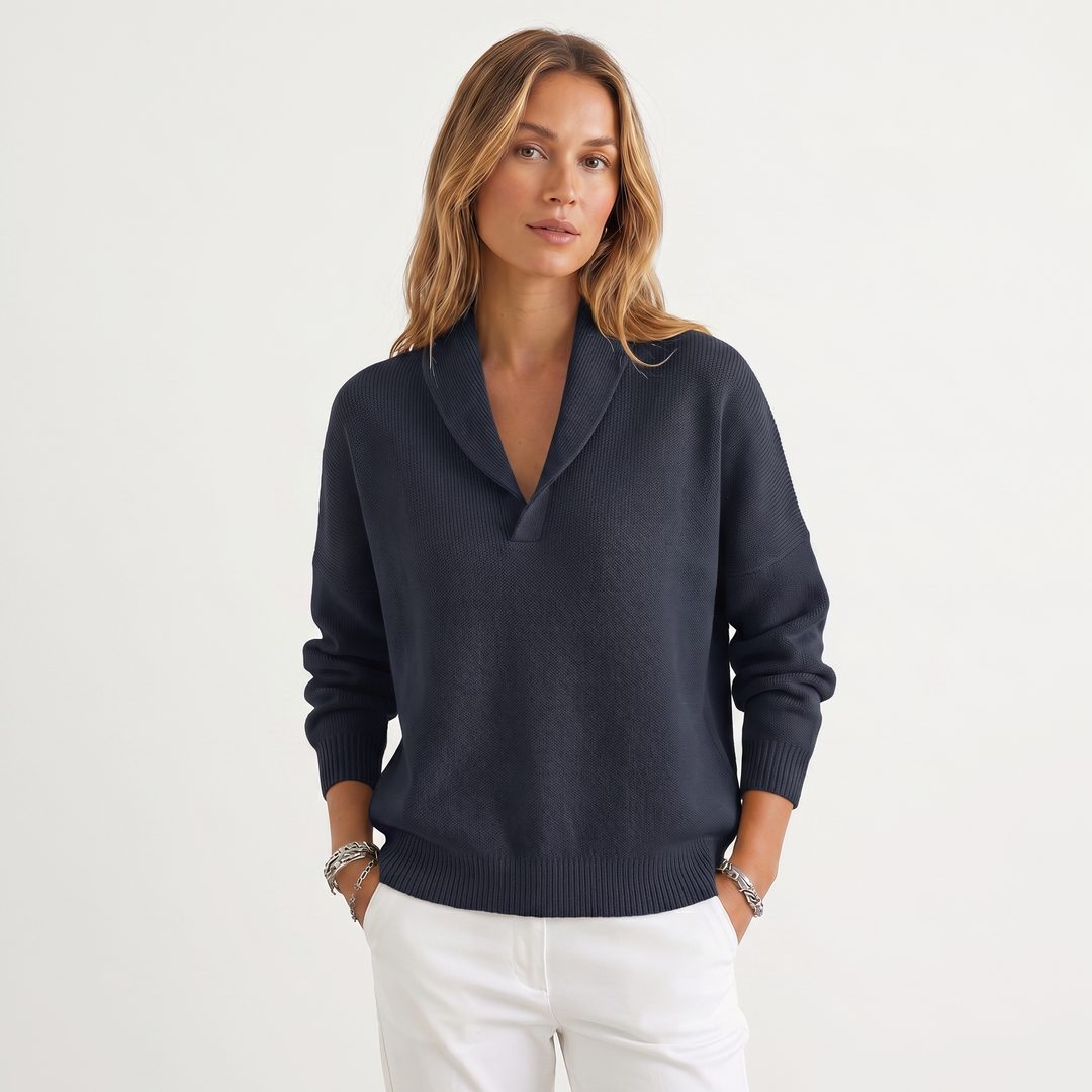 V-Neck Relaxed Knit Pullover for Women