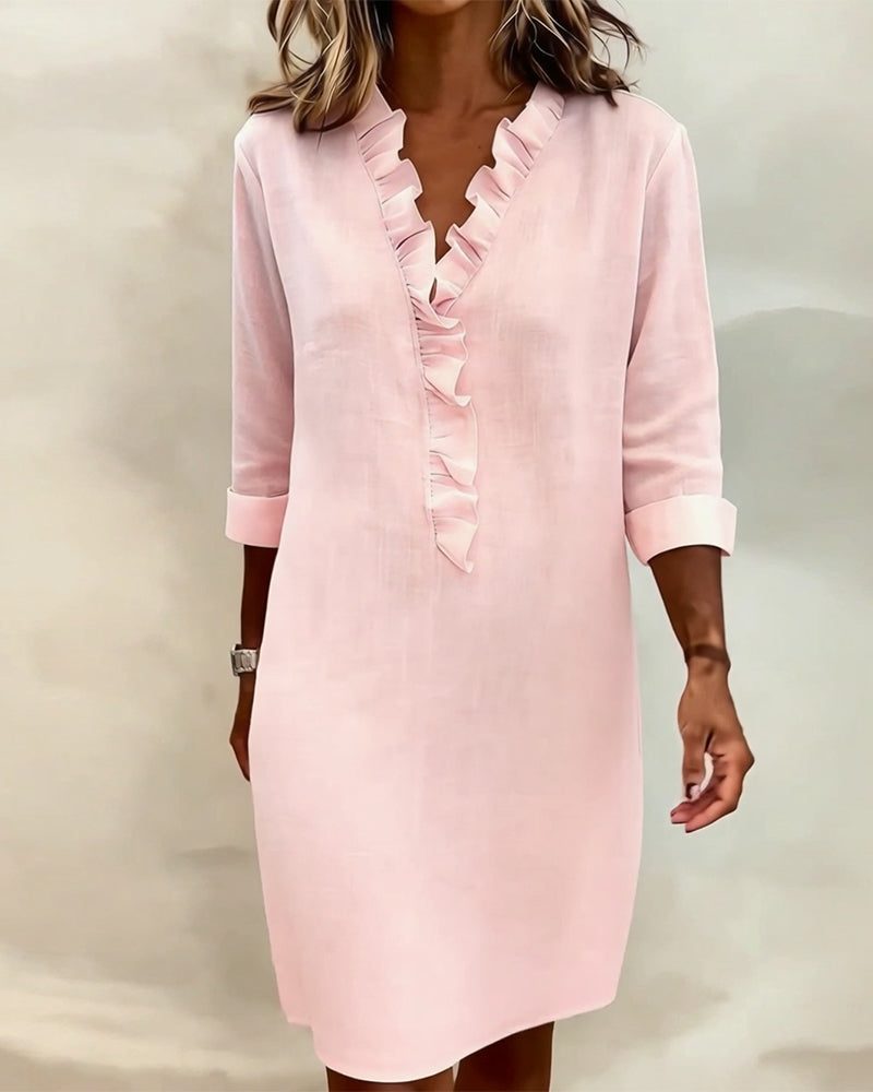 V-Neck Ruffle Straight Dress for Women - View 10