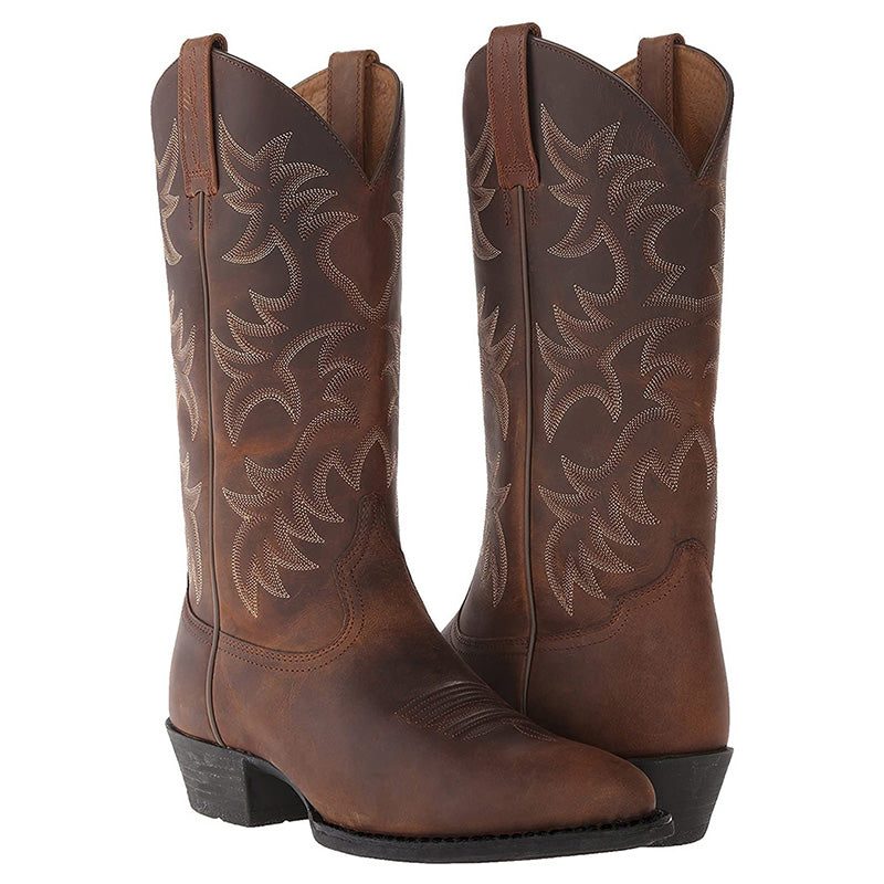 Western Leather Cowboy Boots for Women - Brown