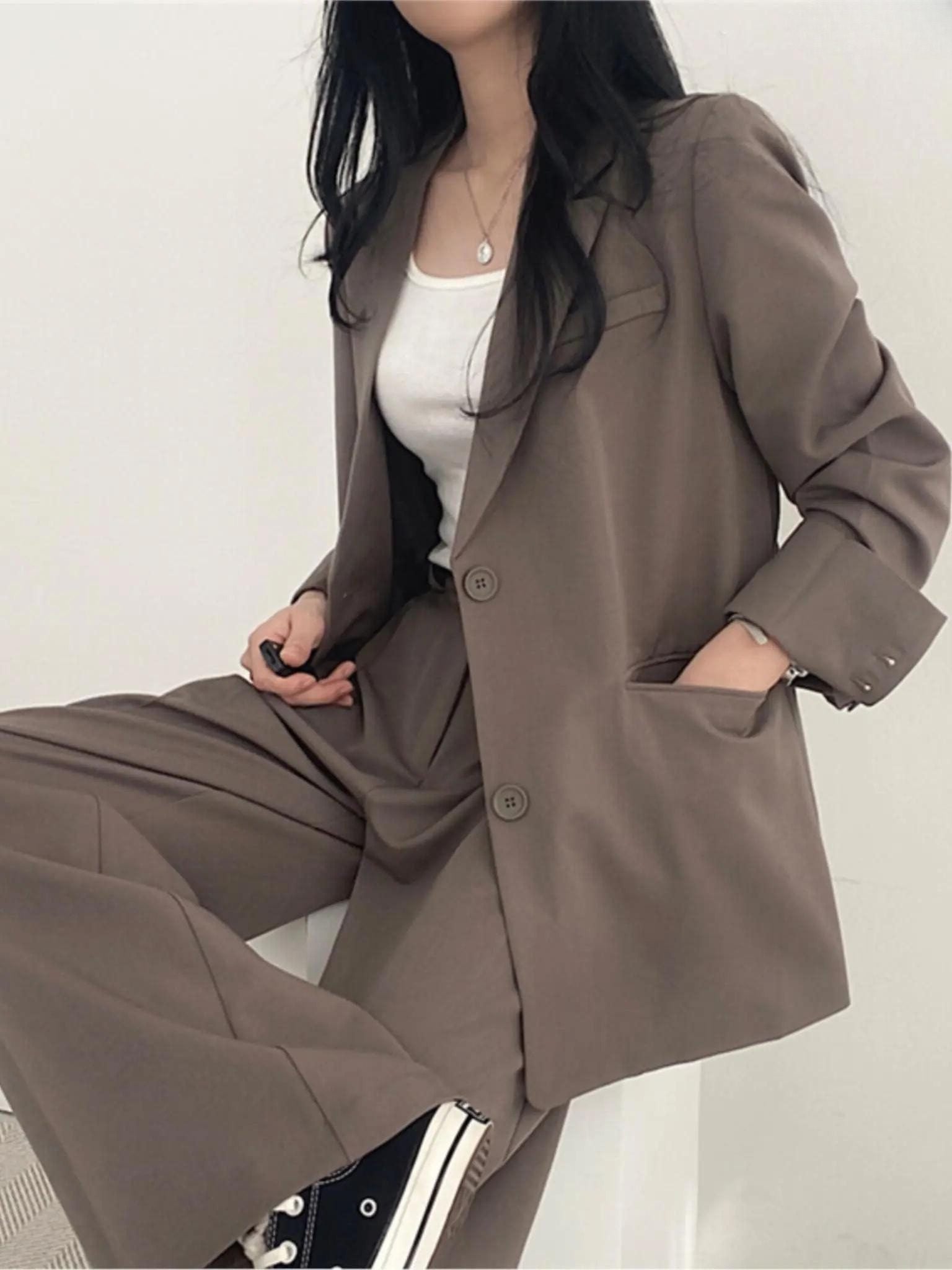 Wide Leg Blazer Suit Set for Women - View 3