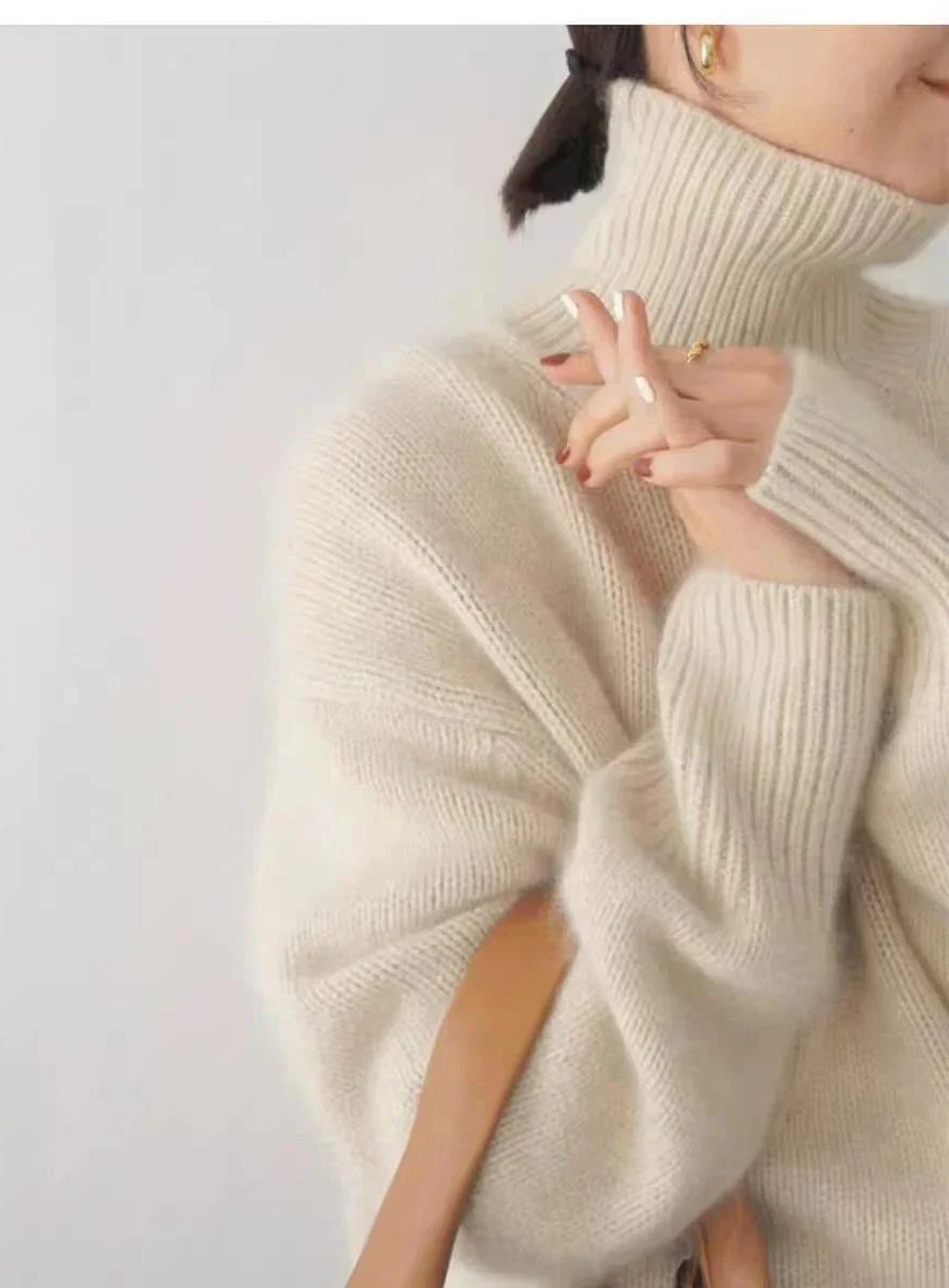 Wool Blend Turtleneck Sweater for Women