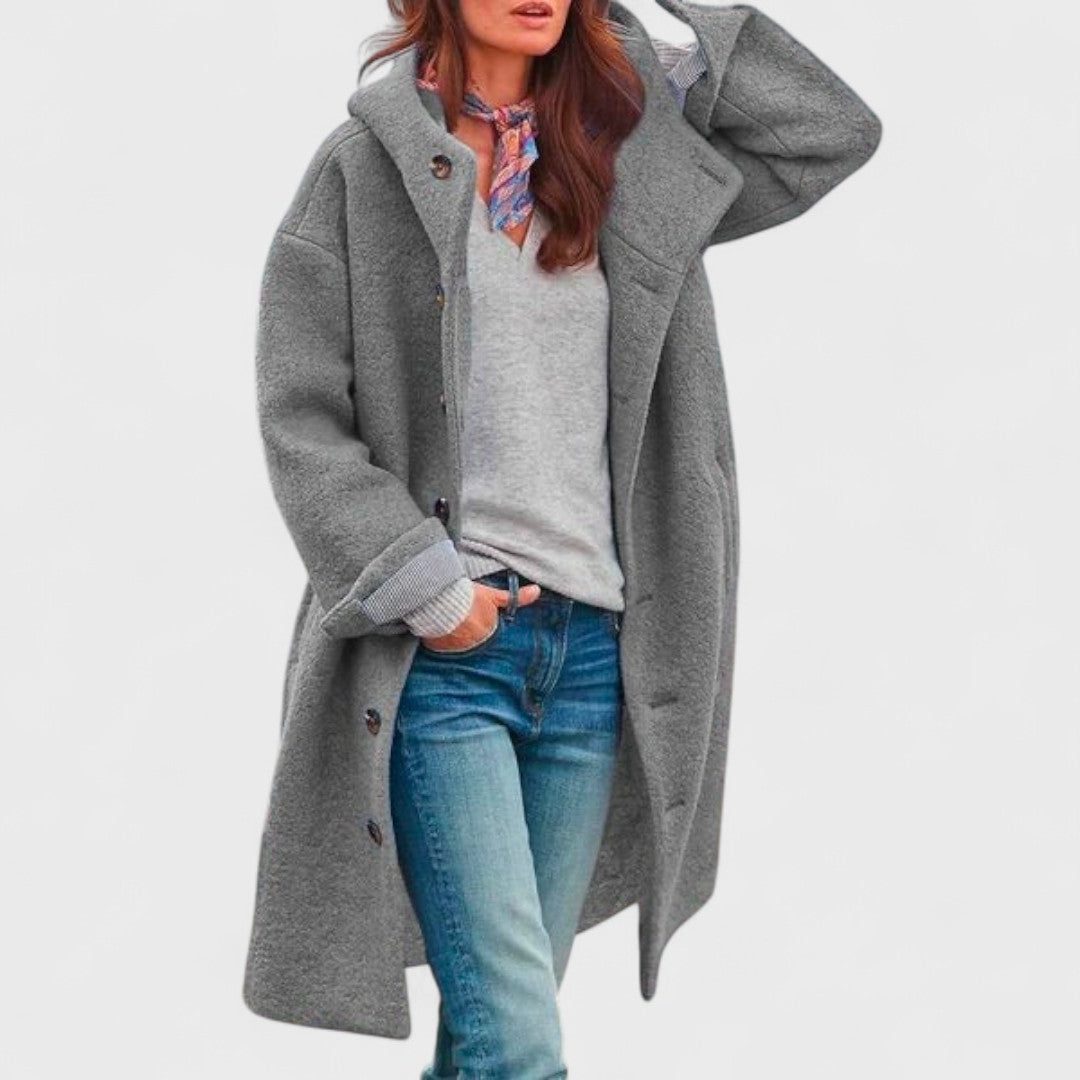 Wool Oversized Coat for Women - Gray