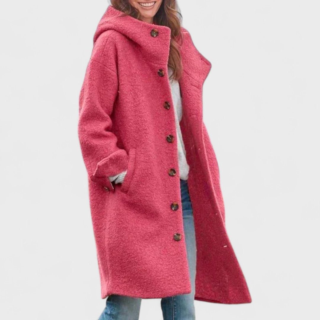 Wool Oversized Coat for Women - Pink
