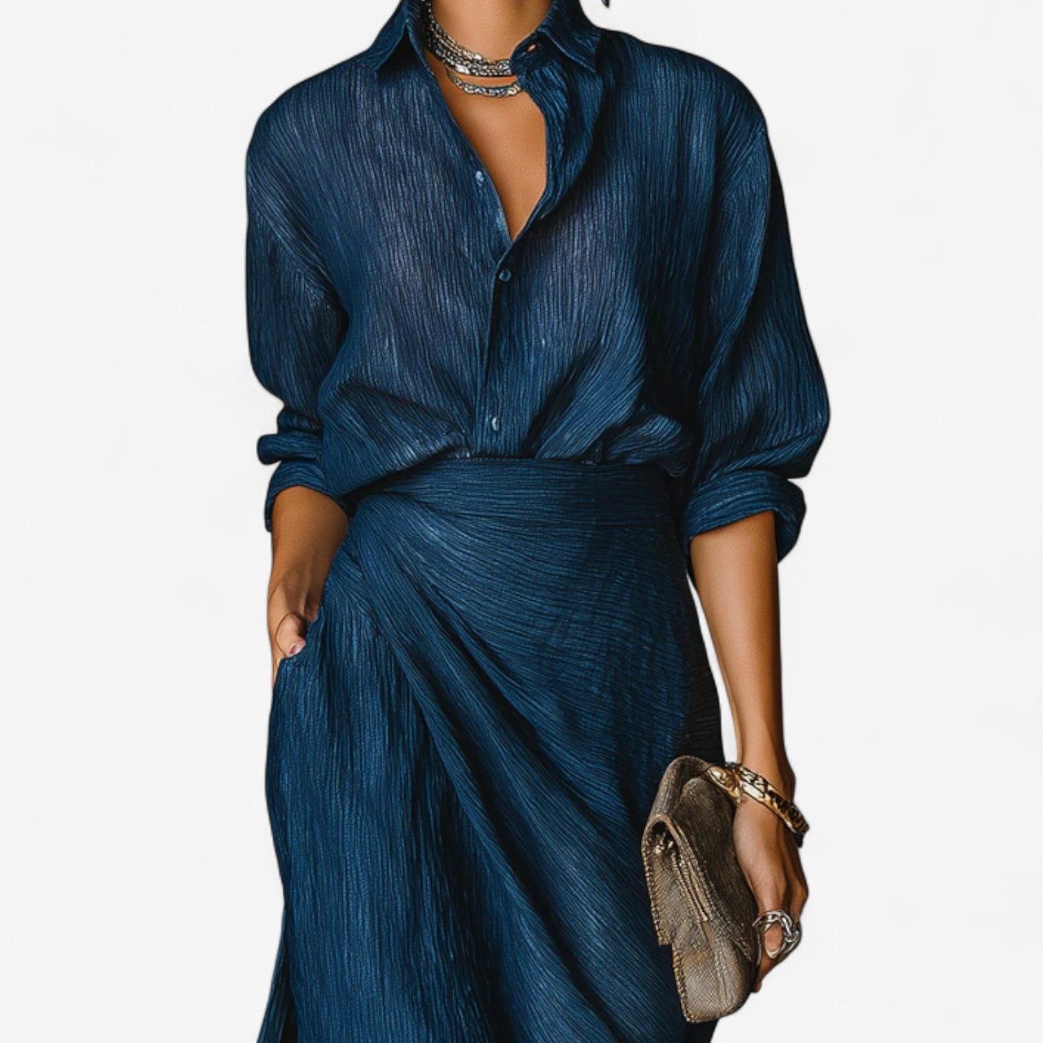 Wrap Maxi Shirt Dress for Women - View 3