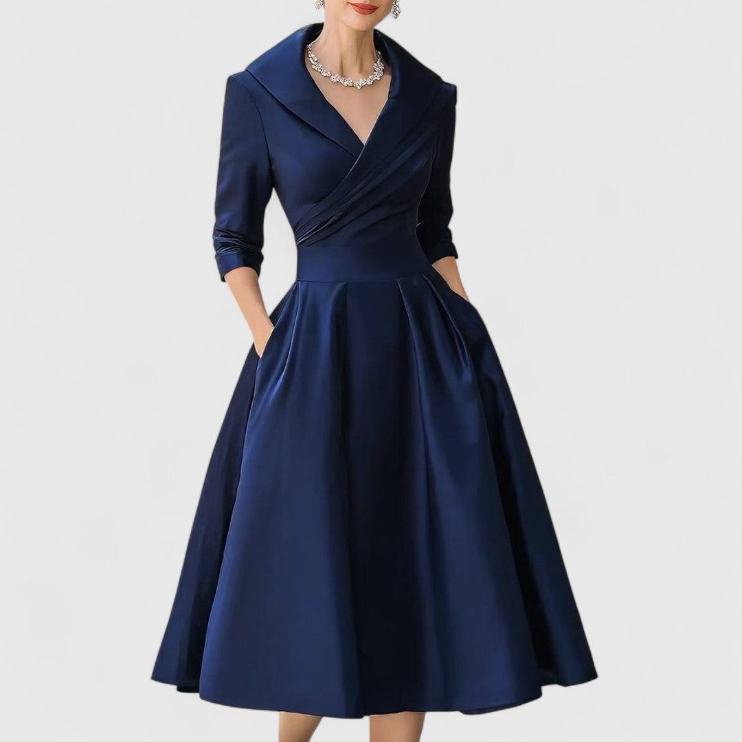 Wrap V-Neck A-Line Midi Dress for Women