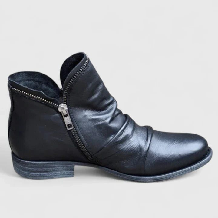 Zip-Up Ankle Boots for Women - Black