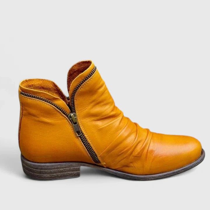 Zip-Up Ankle Boots for Women - Yellow