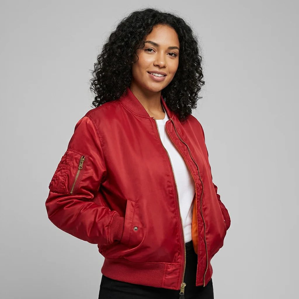 Zip-Up Bomber Jacket for Women