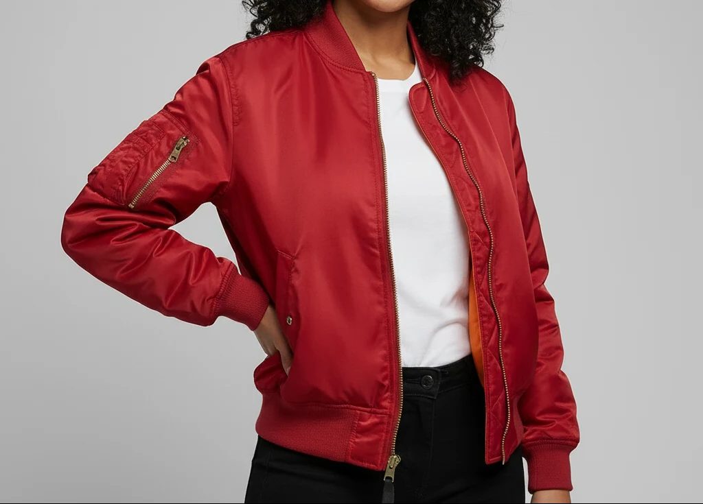 Zip-Up Bomber Jacket for Women