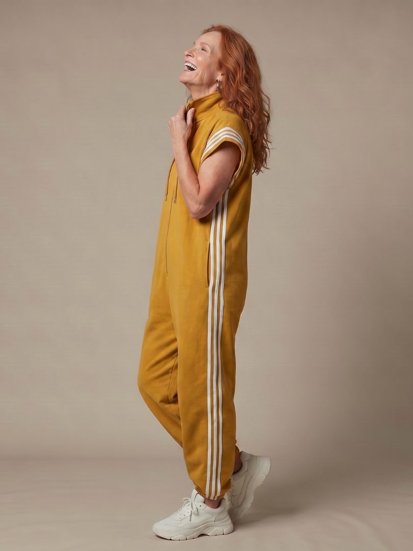 Zip-Up Stripe Panel Jumpsuit for Women - View 7