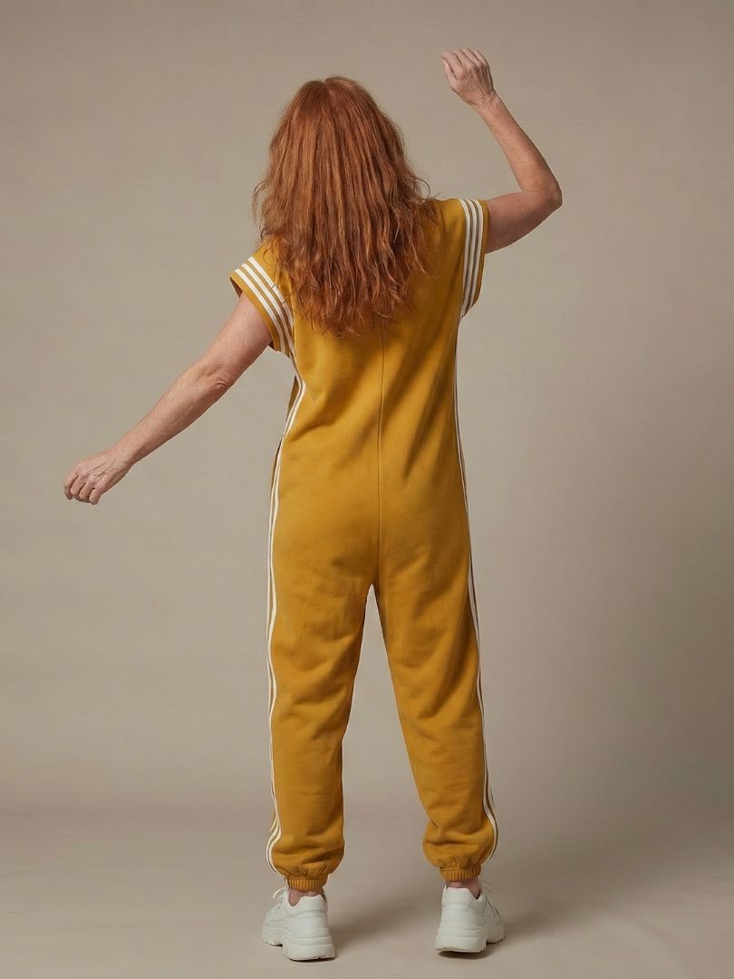 Zip-Up Stripe Panel Jumpsuit for Women - View 9