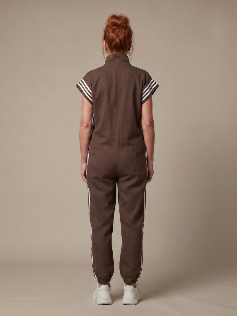 Zip-Up Stripe Panel Jumpsuit for Women - View 19