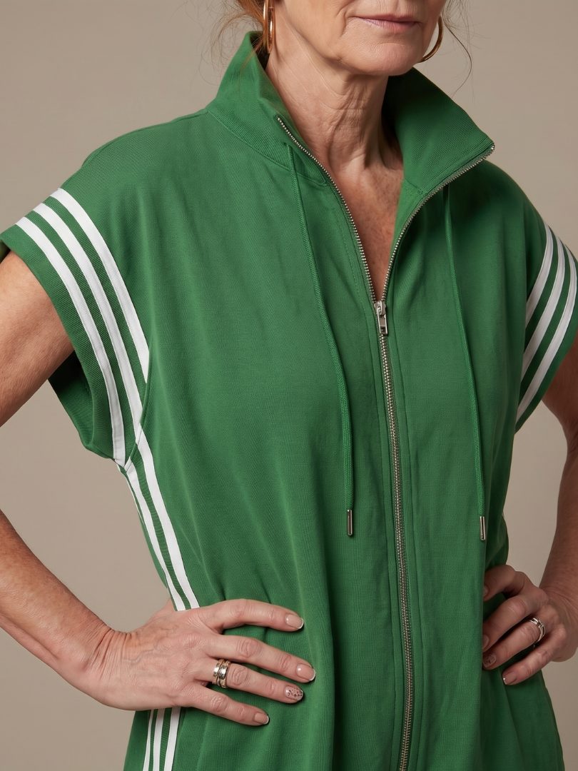 Zip-Up Stripe Panel Jumpsuit for Women - View 23