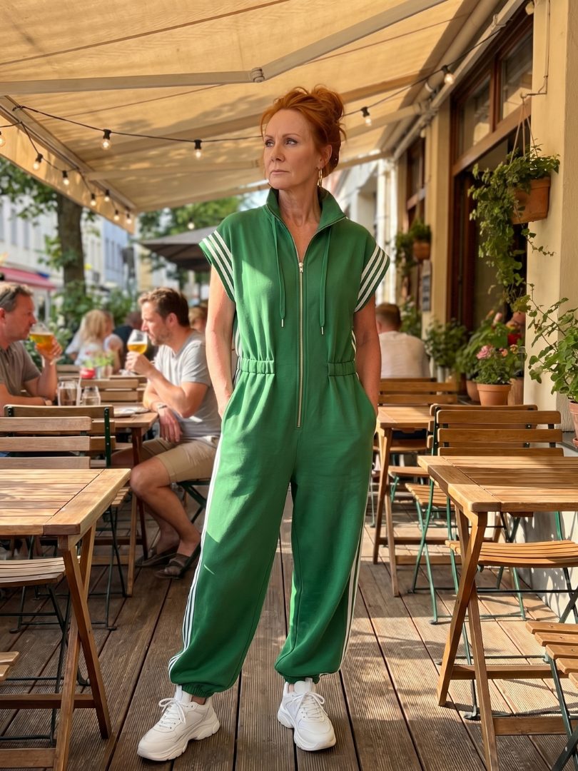 Zip-Up Stripe Panel Jumpsuit for Women - View 25