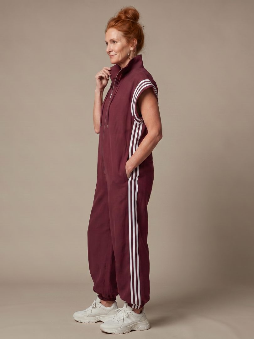 Zip-Up Stripe Panel Jumpsuit for Women - View 2