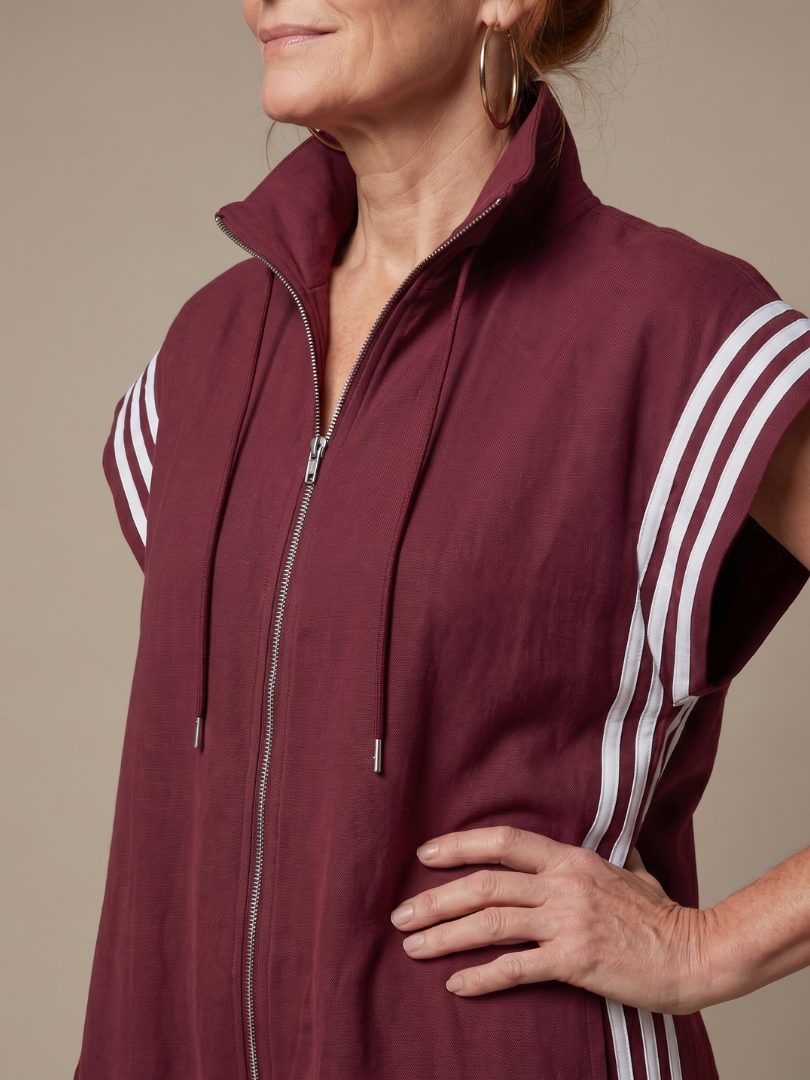 Zip-Up Stripe Panel Jumpsuit for Women - View 3