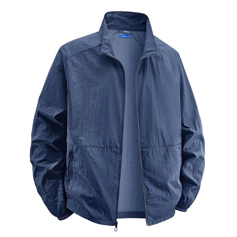 Zip-Up Windbreaker Jacket for Men - Dark Blue