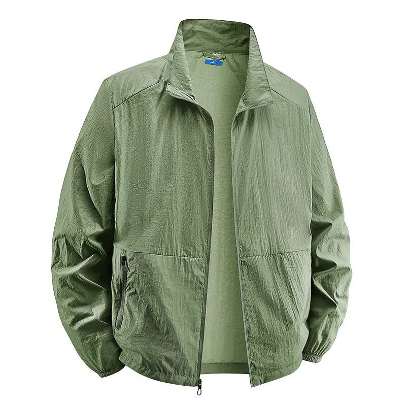 Zip-Up Windbreaker Jacket for Men - Green