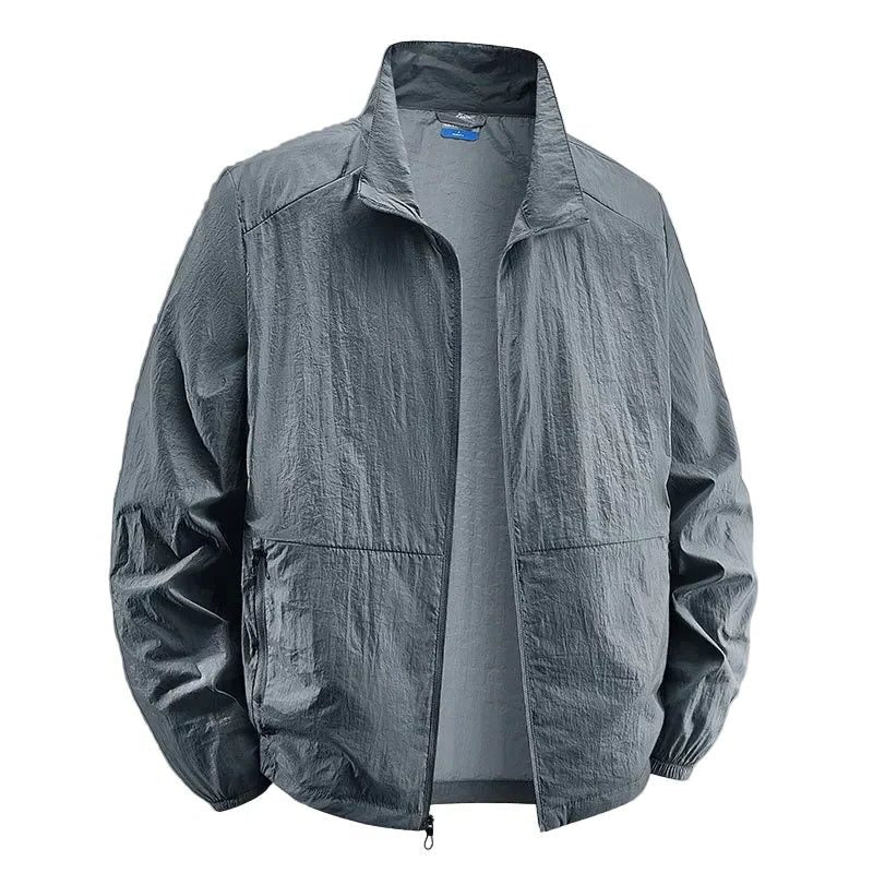 Zip-Up Windbreaker Jacket for Men - Dark Grey